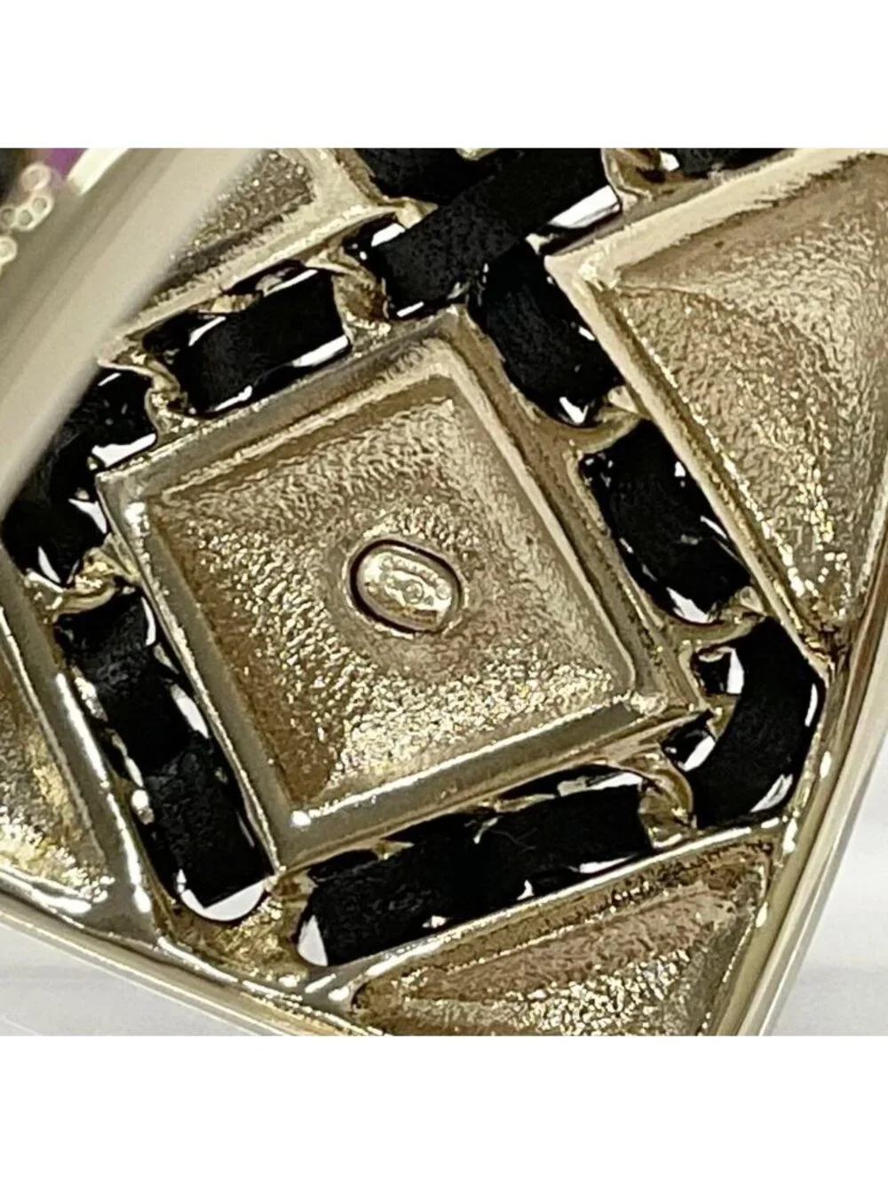 Chanel CC Logo Chain Bangle Bracelet Purple Gold